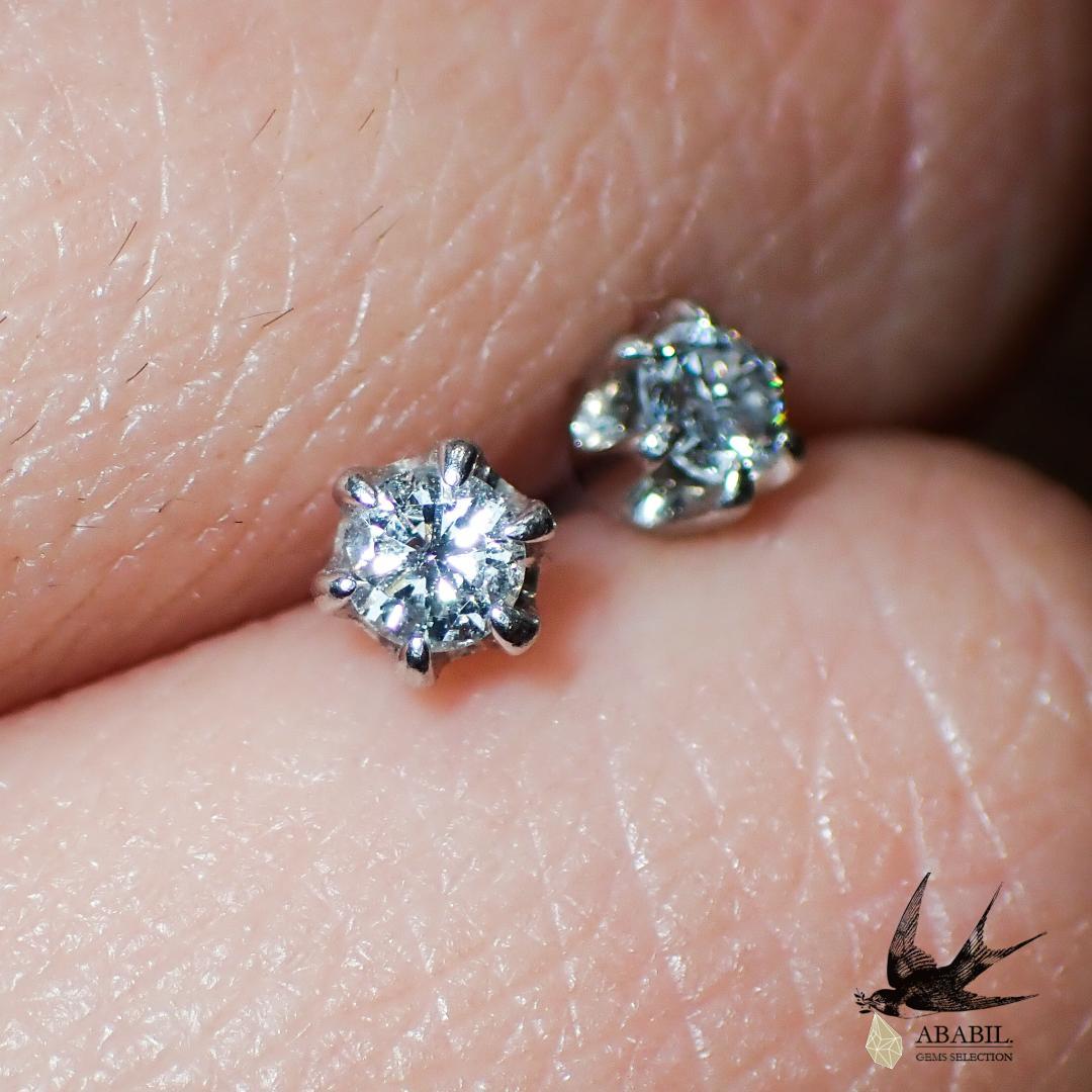 PT900 natural diamond pierced earrings 0.20ct ★ six-point claw clasp ★