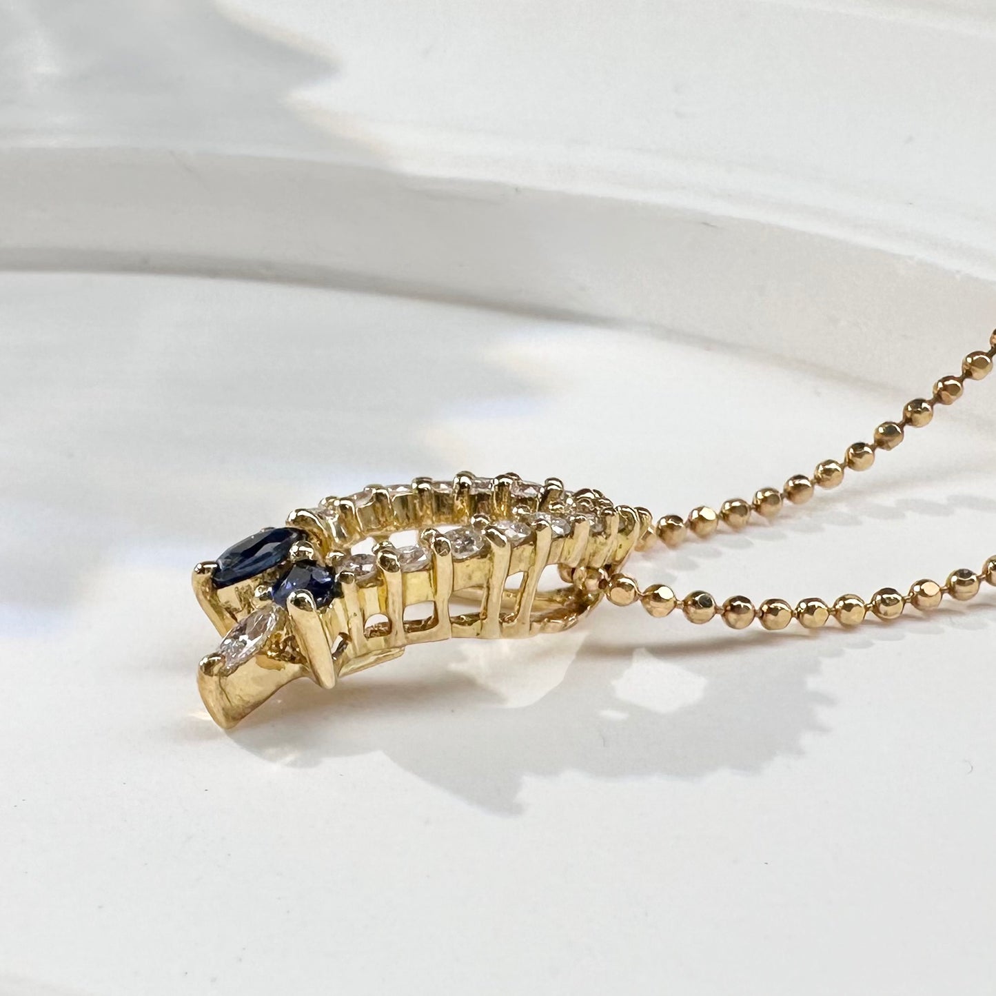 【K18】サファイア 0.2ct ネックレス ダイヤモンド