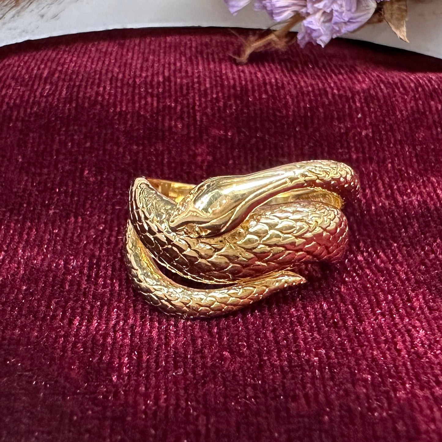 【K18】ダイヤモンド0.01ct リング スネークモチーフ