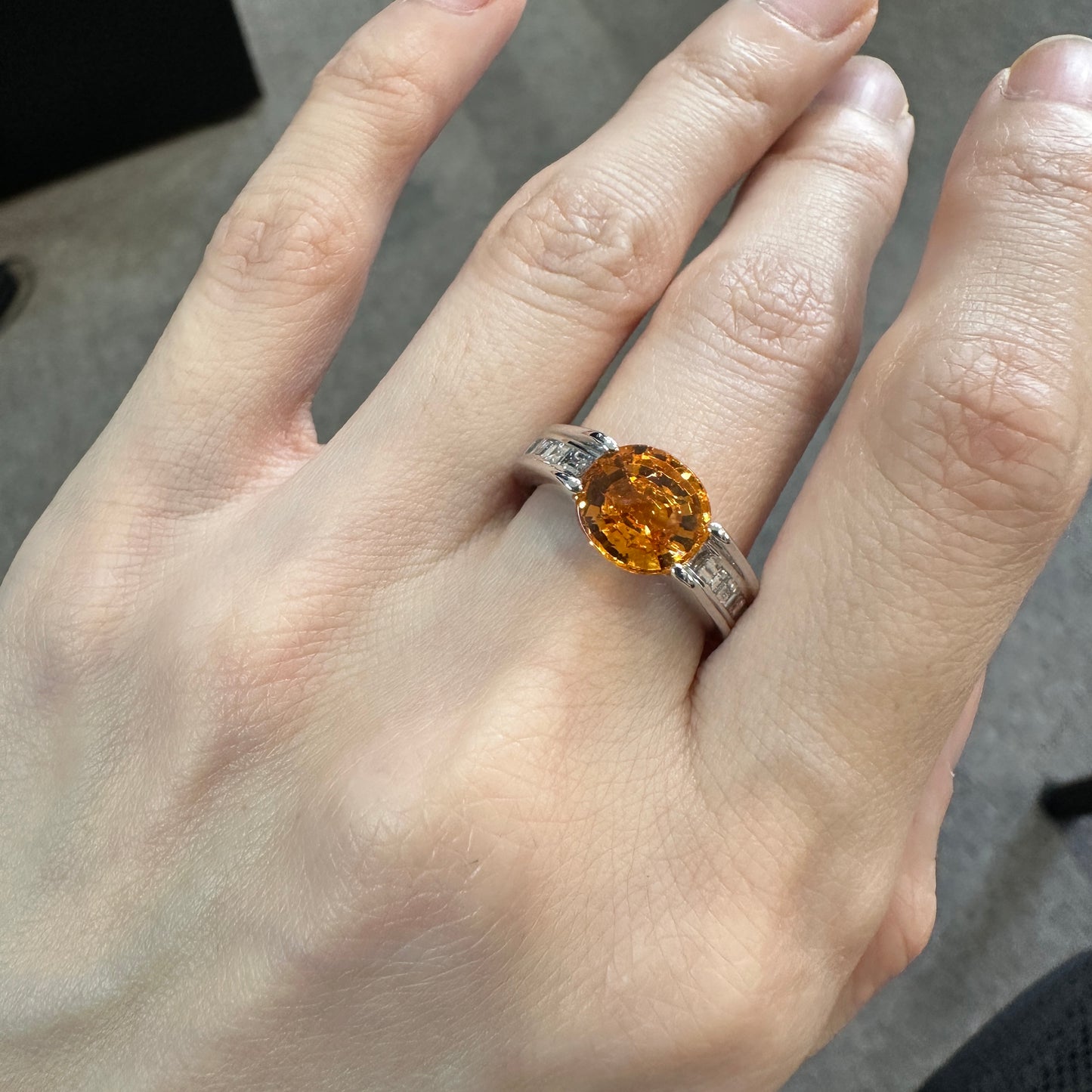【美品】PT900 スペサルタイト 3.283ct リング