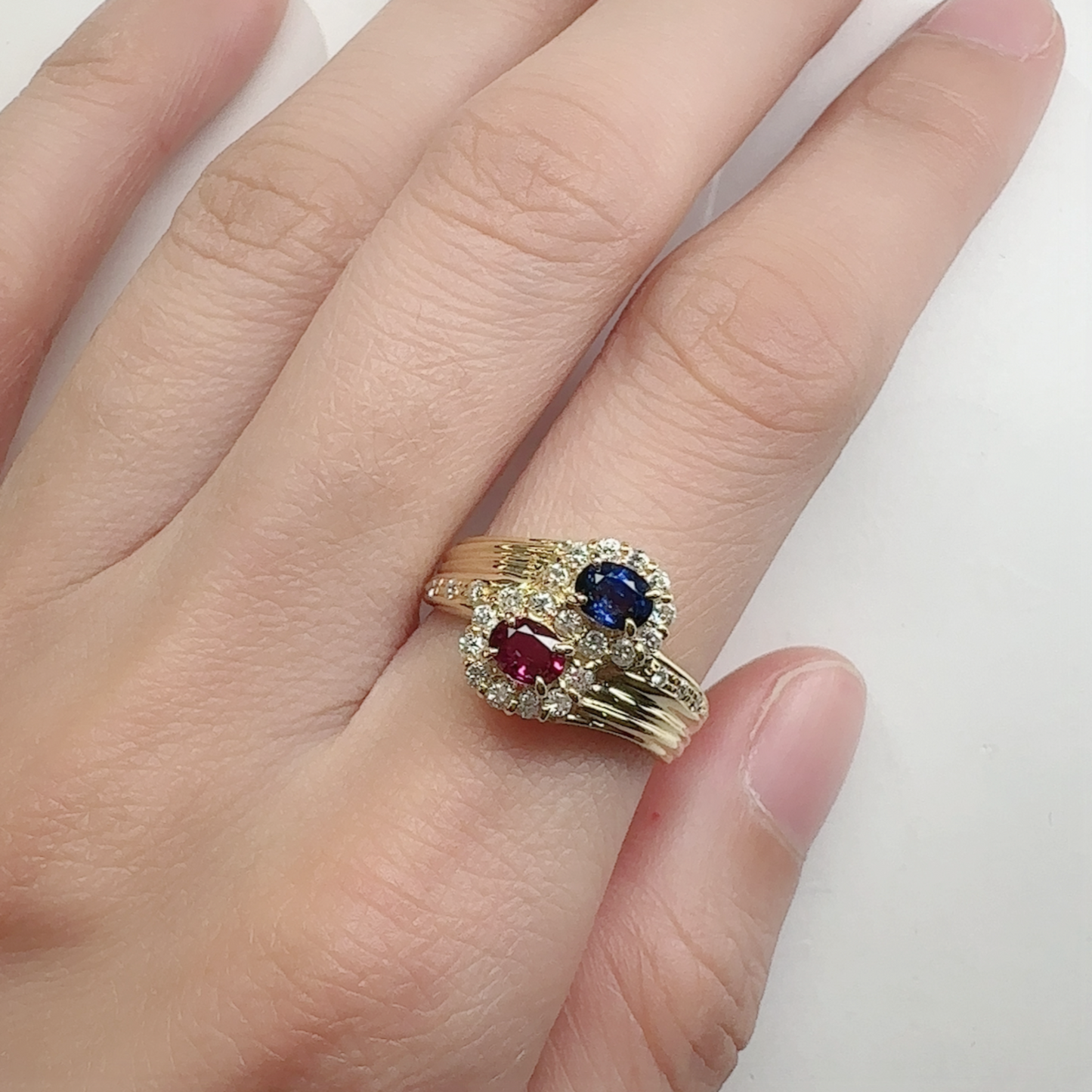 【K18】ルビー 0.31ct サファイア 0.35ct リング