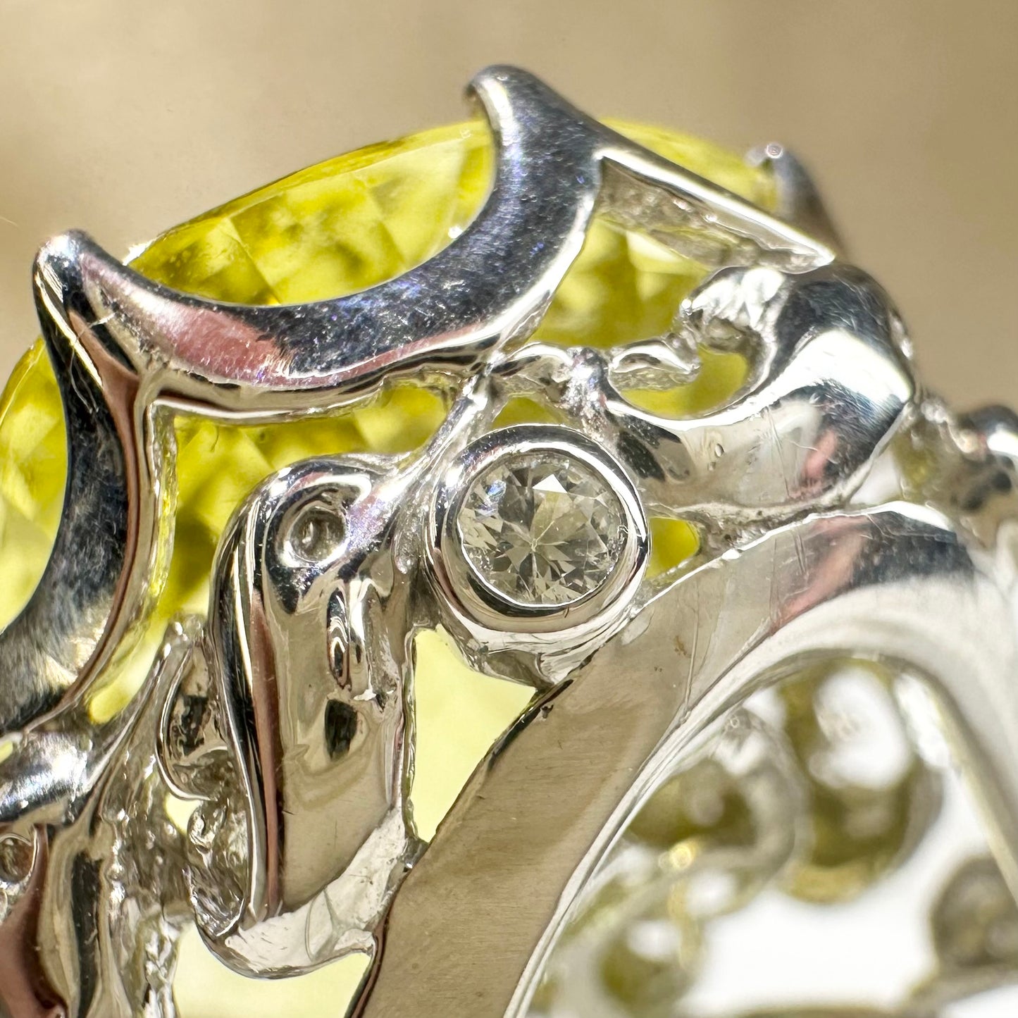 【K18】イエロークォーツ 55.33ct 超大粒 存在感抜群 リング