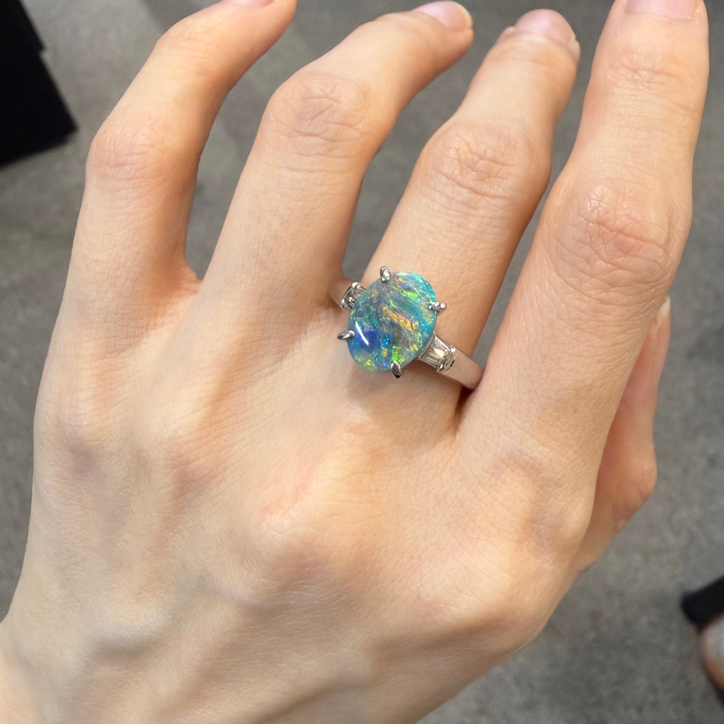 【希少】PT900 ブラックオパール 2.57ct リング