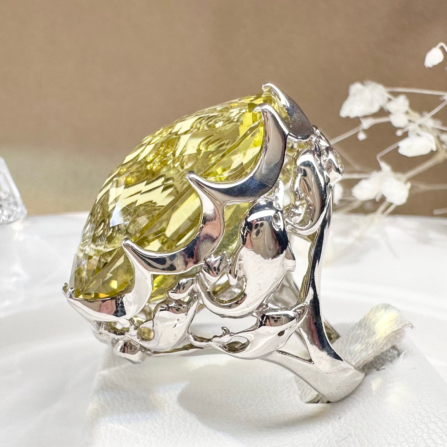 【K18】イエロークォーツ 55.33ct 超大粒 存在感抜群 リング