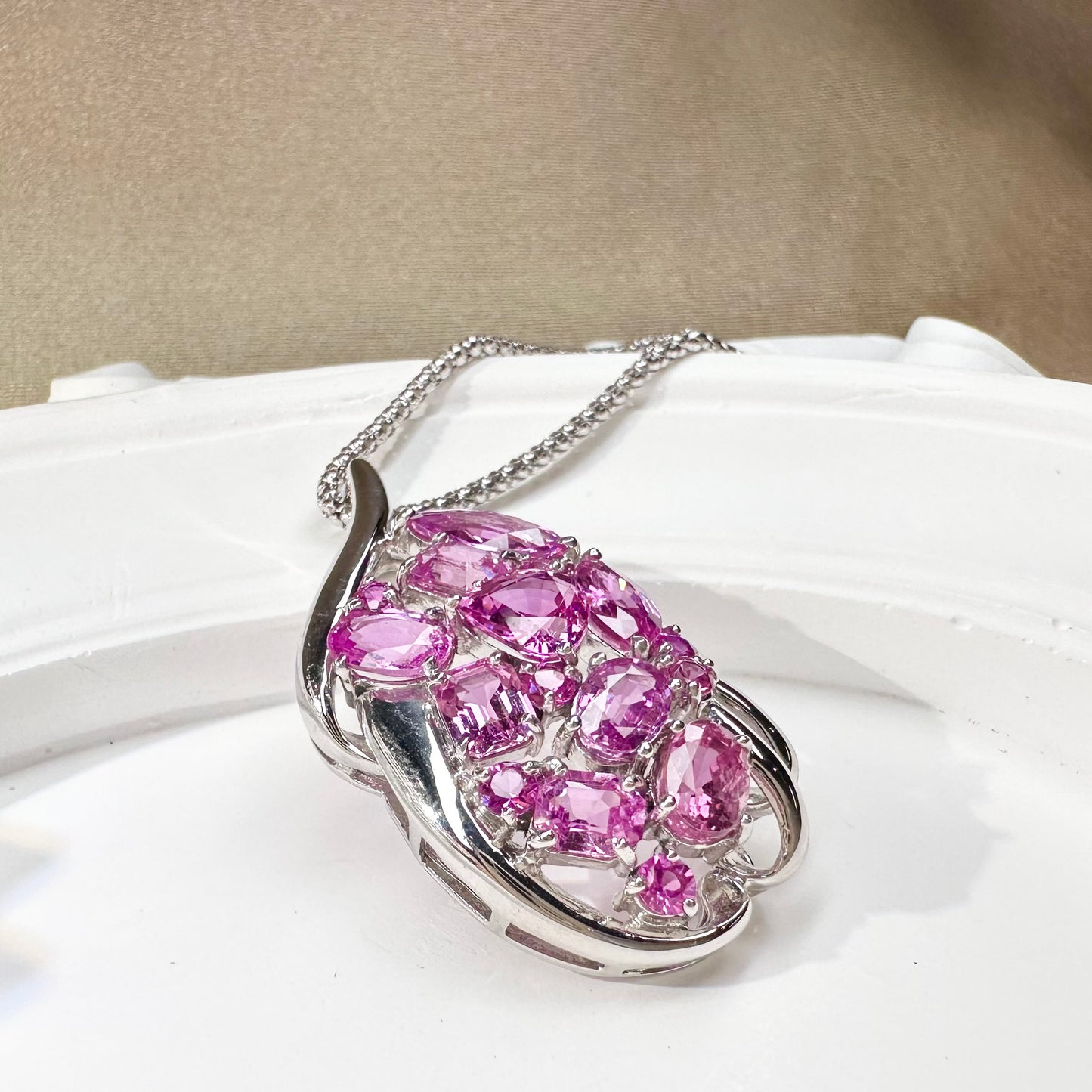 【K18】ピンクサファイア 7.68ct ネックレス