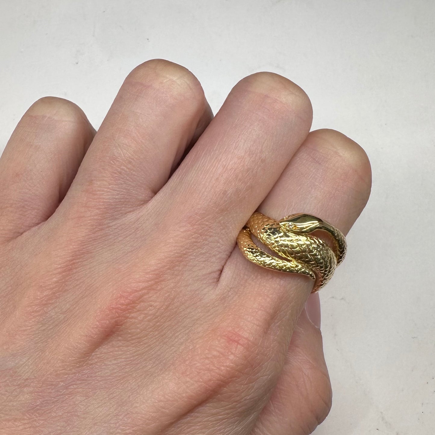 【K18】ダイヤモンド0.01ct リング スネークモチーフ