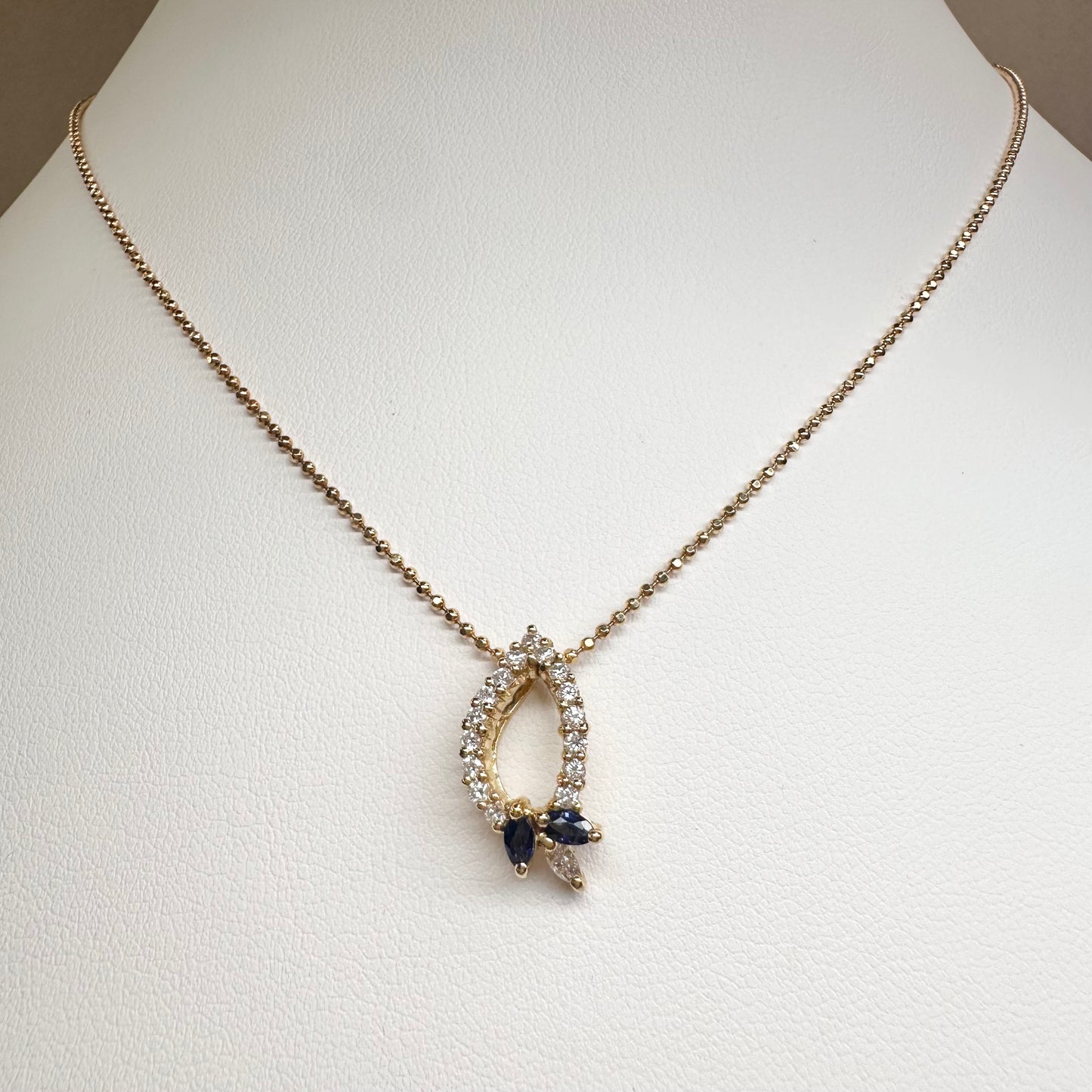 【K18】サファイア 0.2ct ネックレス ダイヤモンド