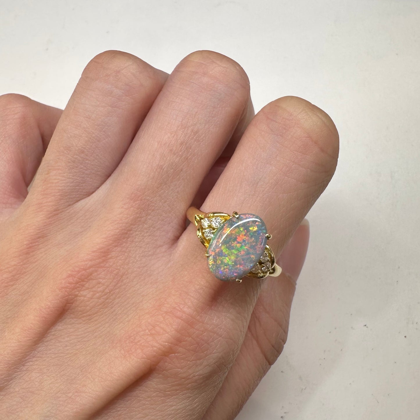 【K18】ブラックオパール2.0ct リング