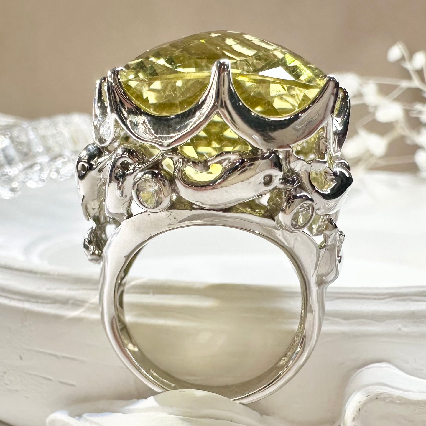 【K18】イエロークォーツ 55.33ct 超大粒 存在感抜群 リング