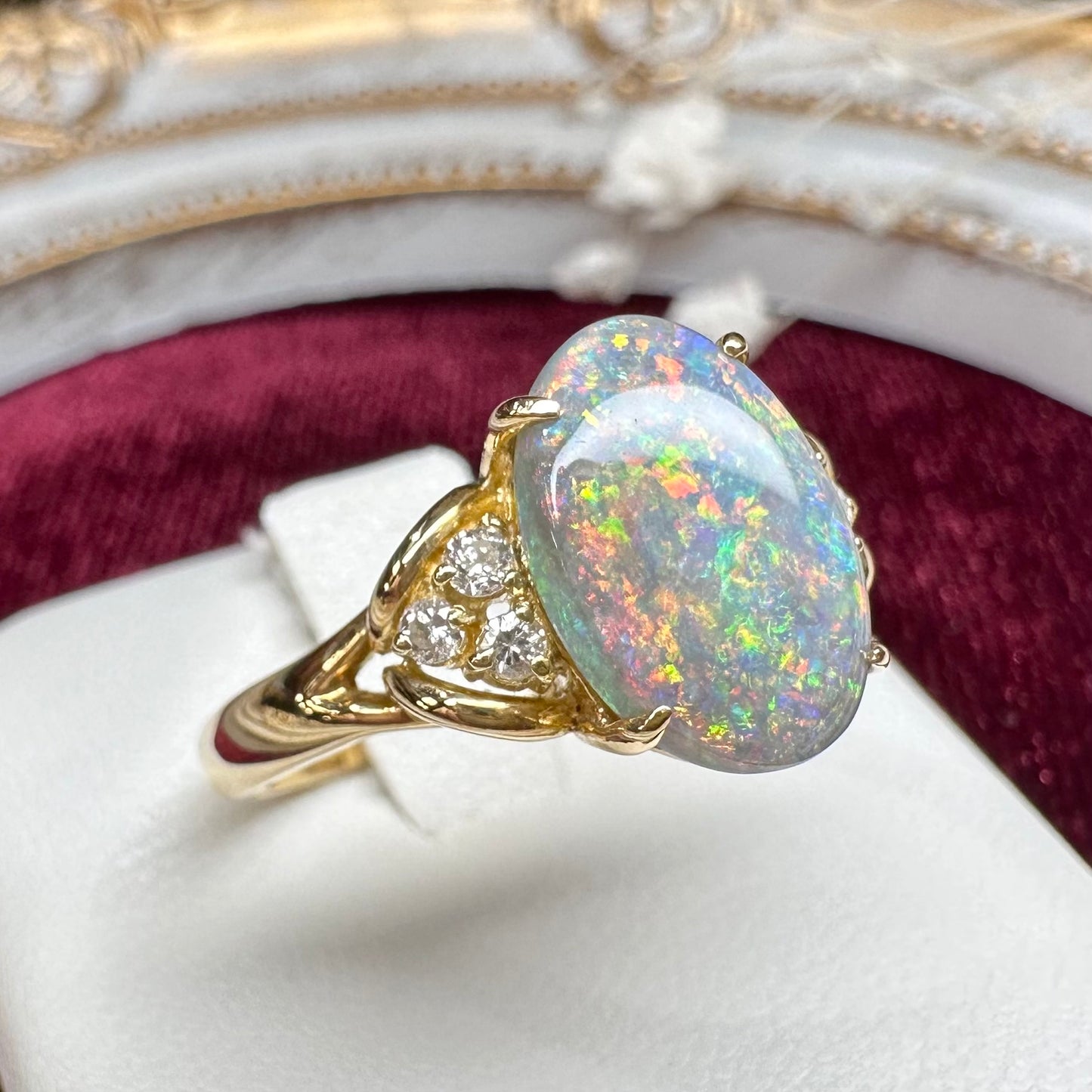 【K18】ブラックオパール2.0ct リング