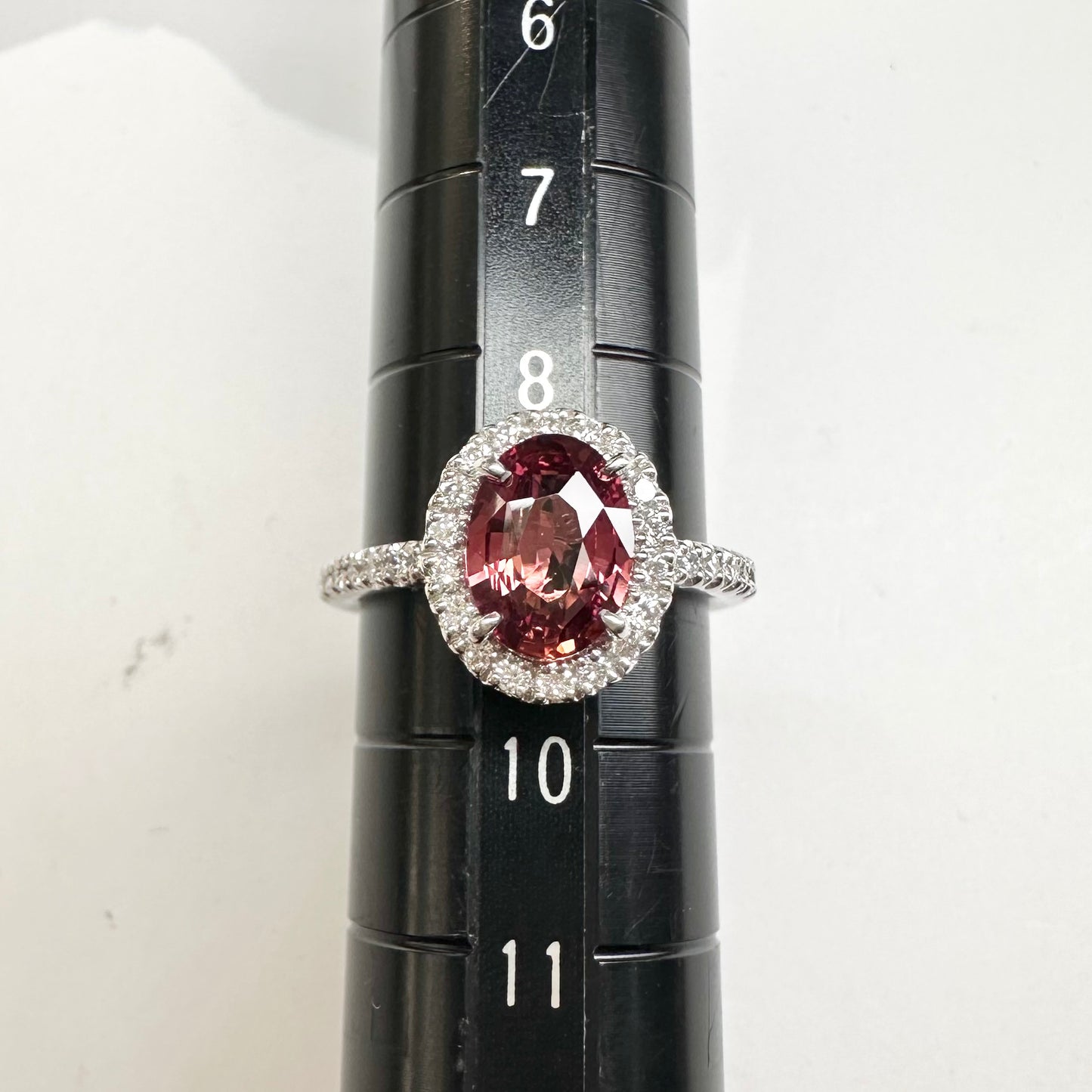 【美品】PT900 パパラチアサファイア1.37ct リング
