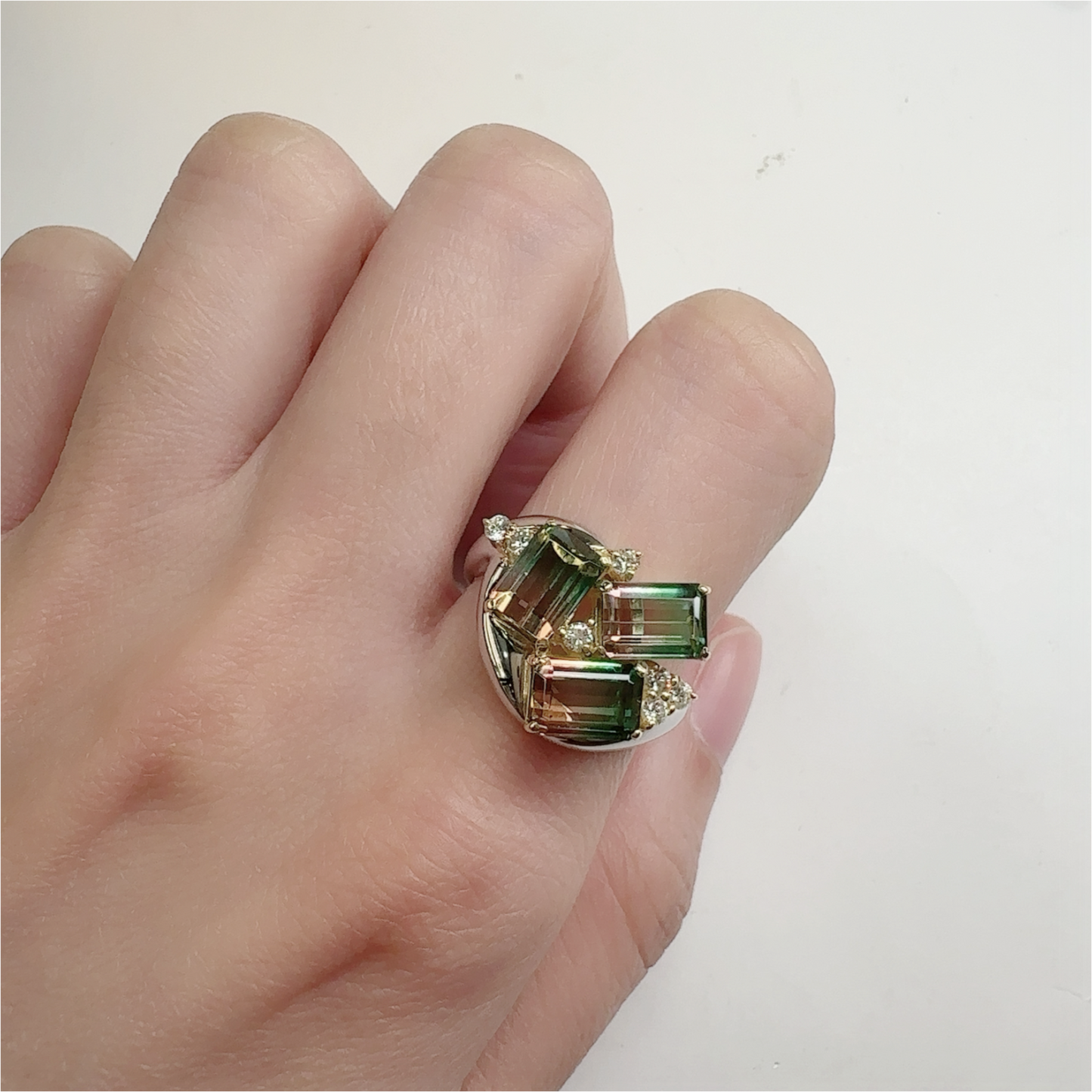 【美品】PT900/K18 トルマリン 4.65ct デザインリング