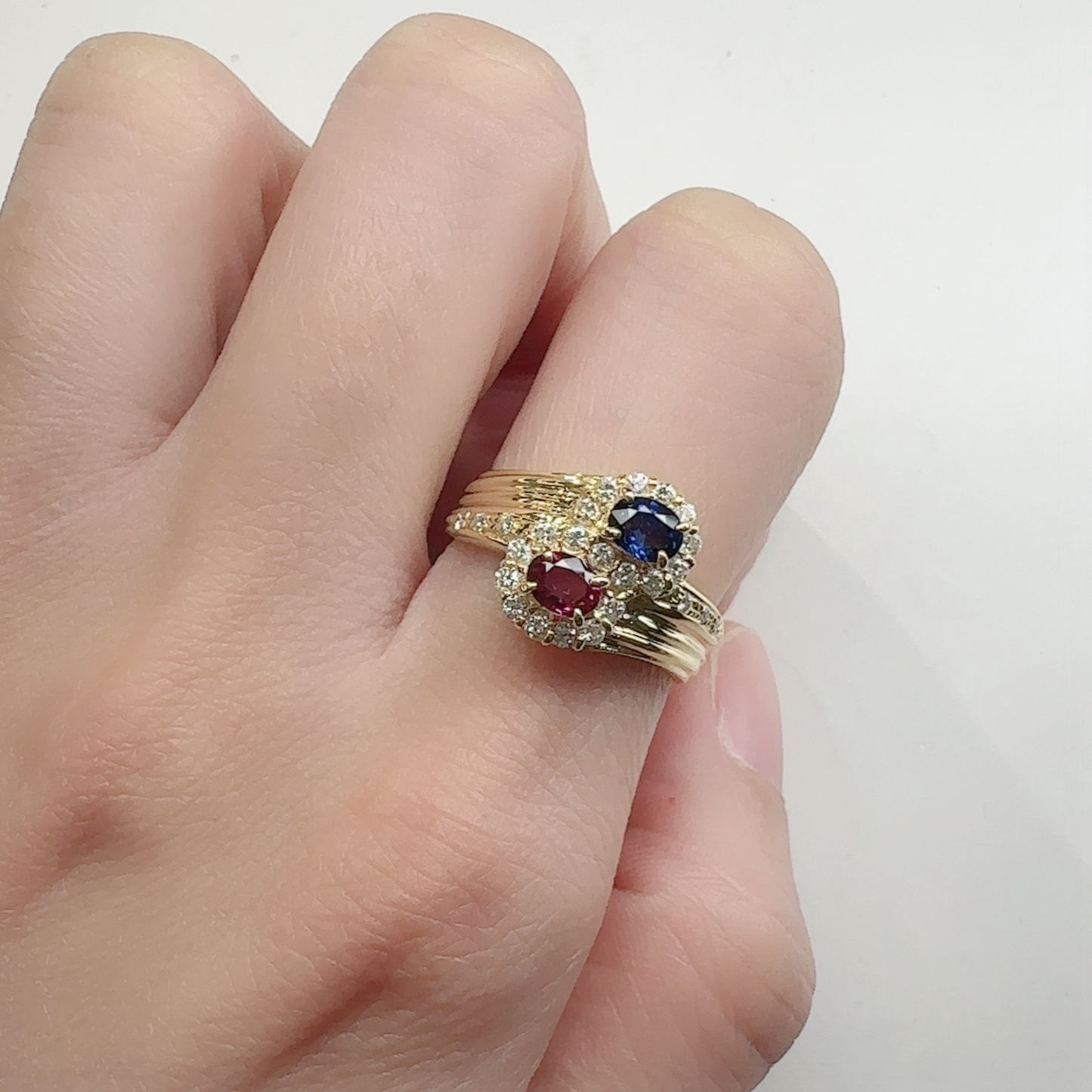 【K18】ルビー 0.31ct サファイア 0.35ct リング