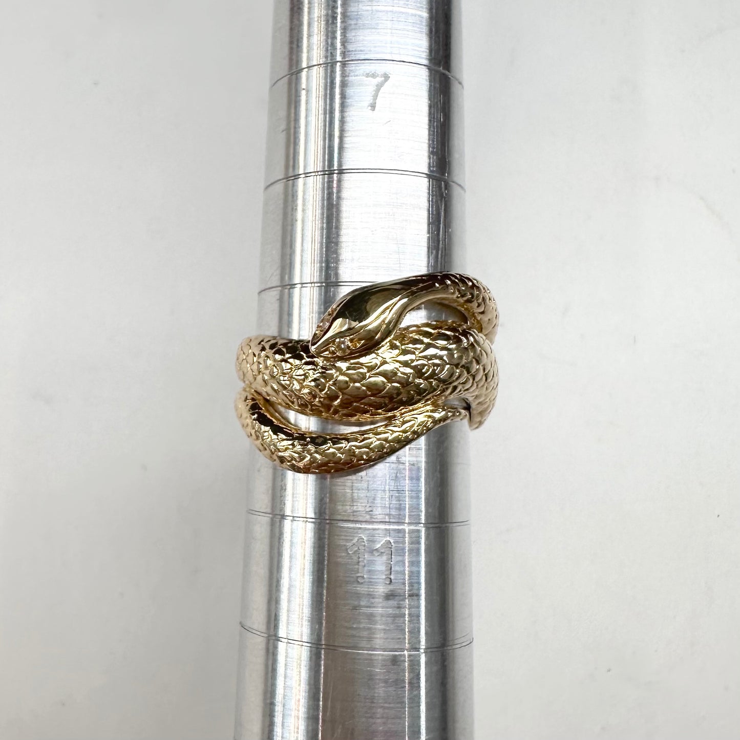 【K18】ダイヤモンド0.01ct リング スネークモチーフ