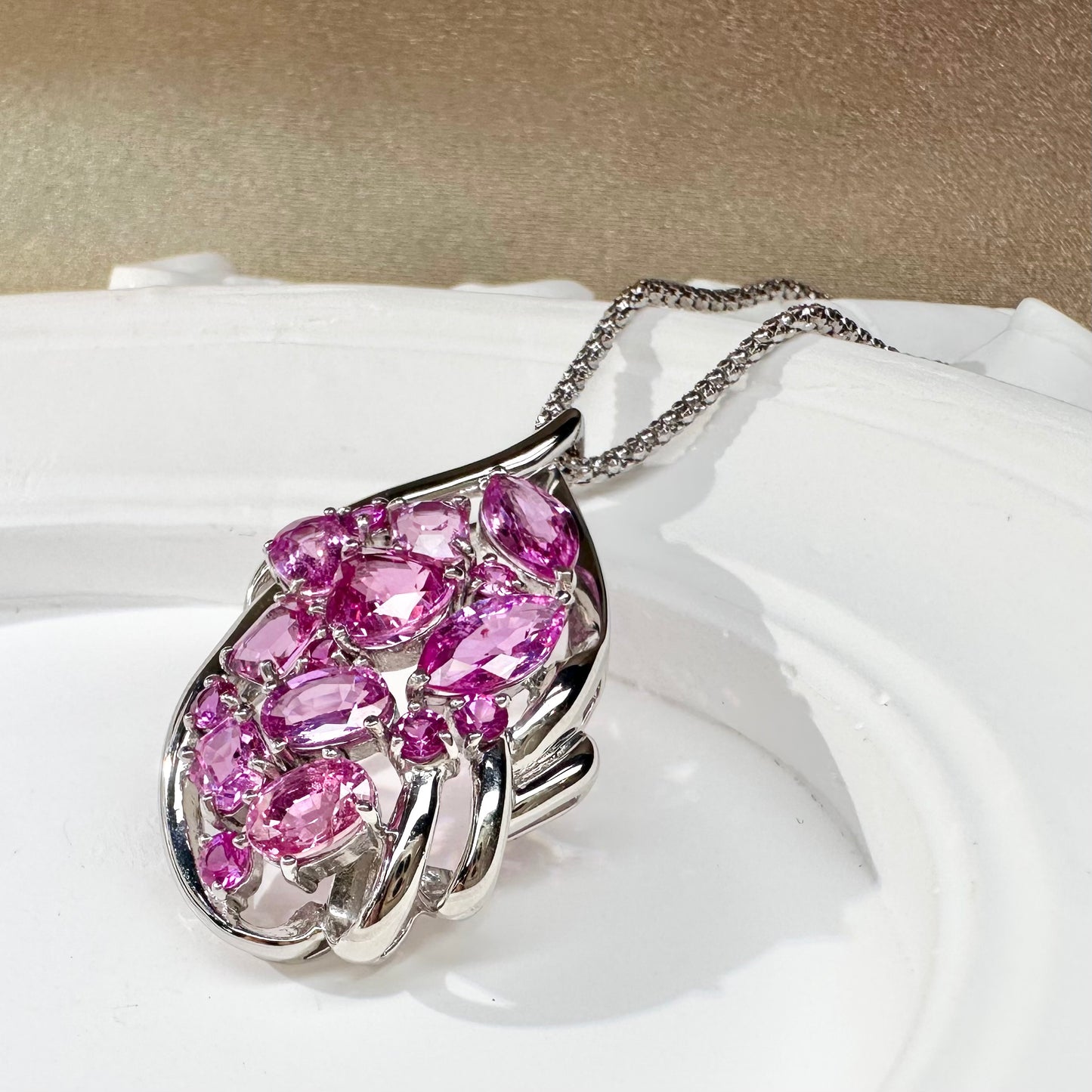 【K18】ピンクサファイア 7.68ct ネックレス