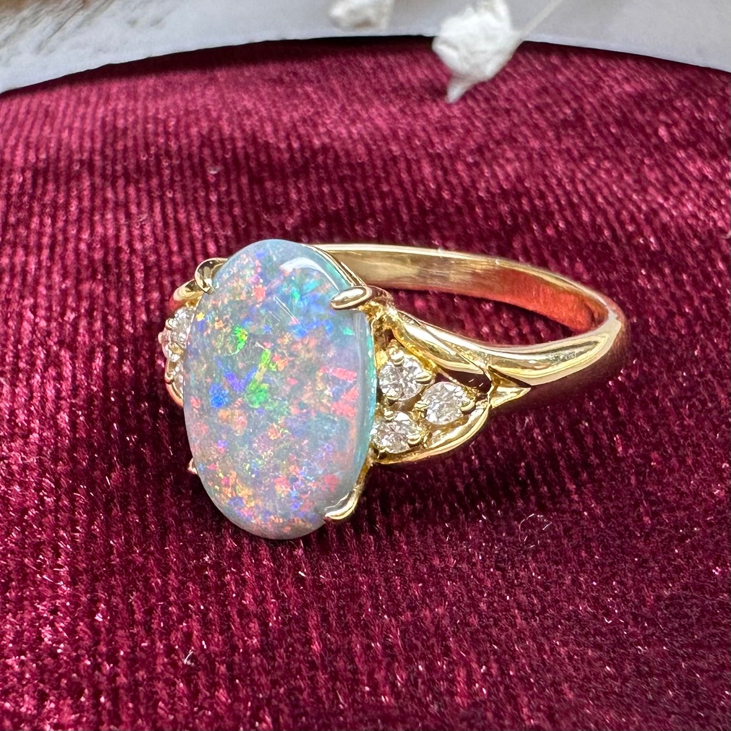 【K18】ブラックオパール2.0ct リング