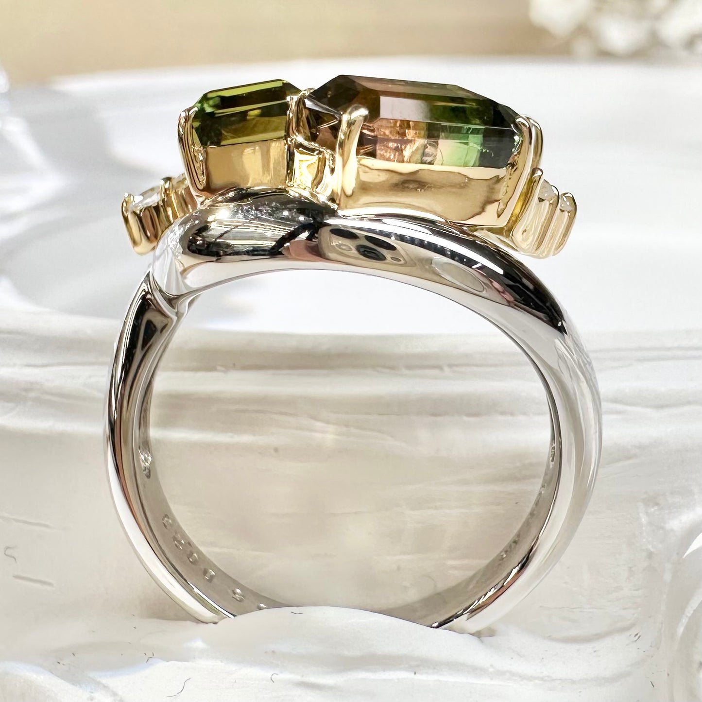 【美品】PT900/K18 トルマリン 4.65ct デザインリング