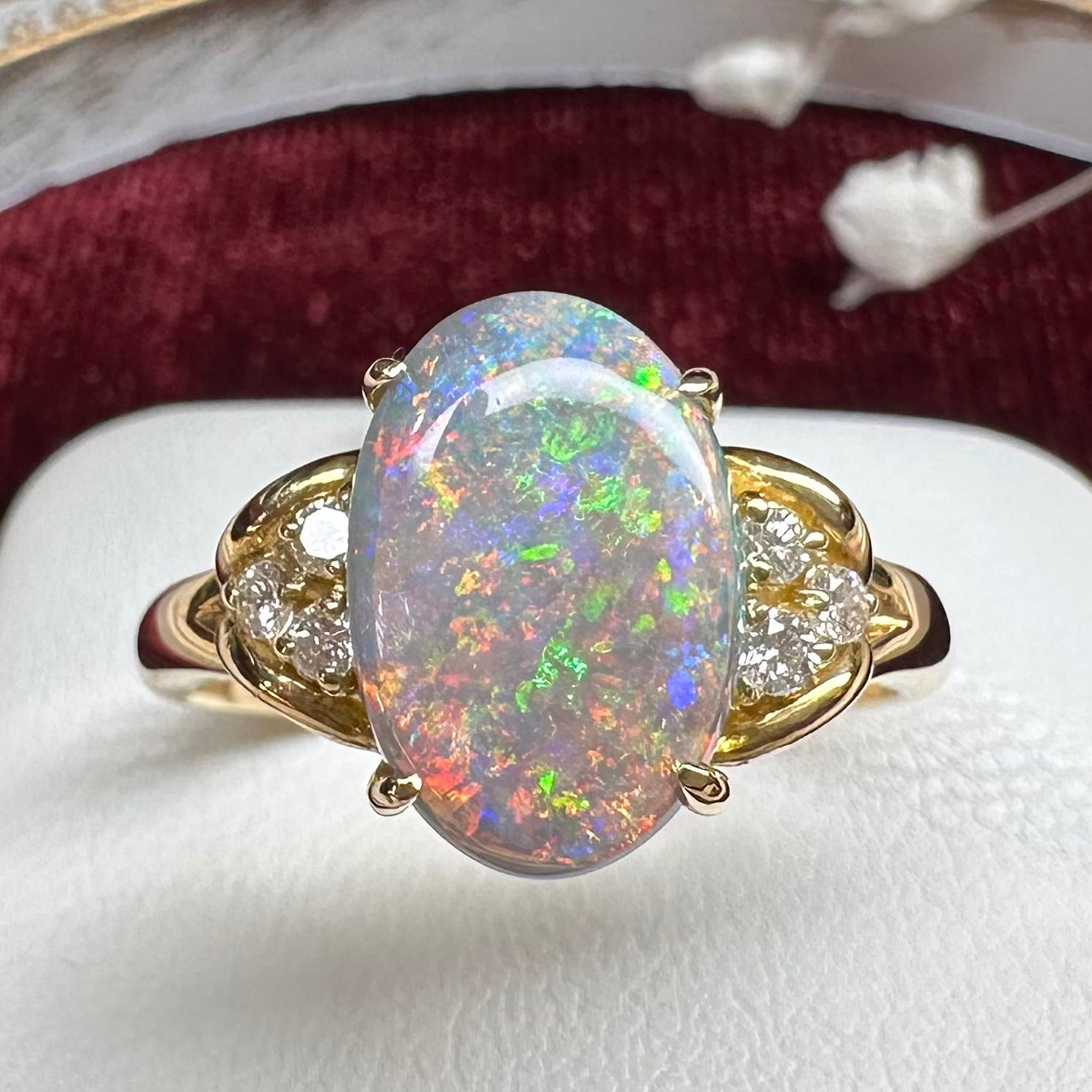 【K18】ブラックオパール2.0ct リング