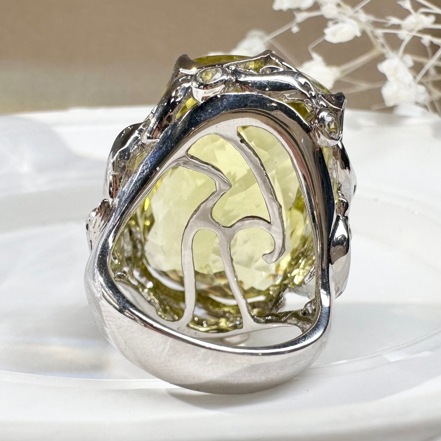 【K18】イエロークォーツ 55.33ct 超大粒 存在感抜群 リング