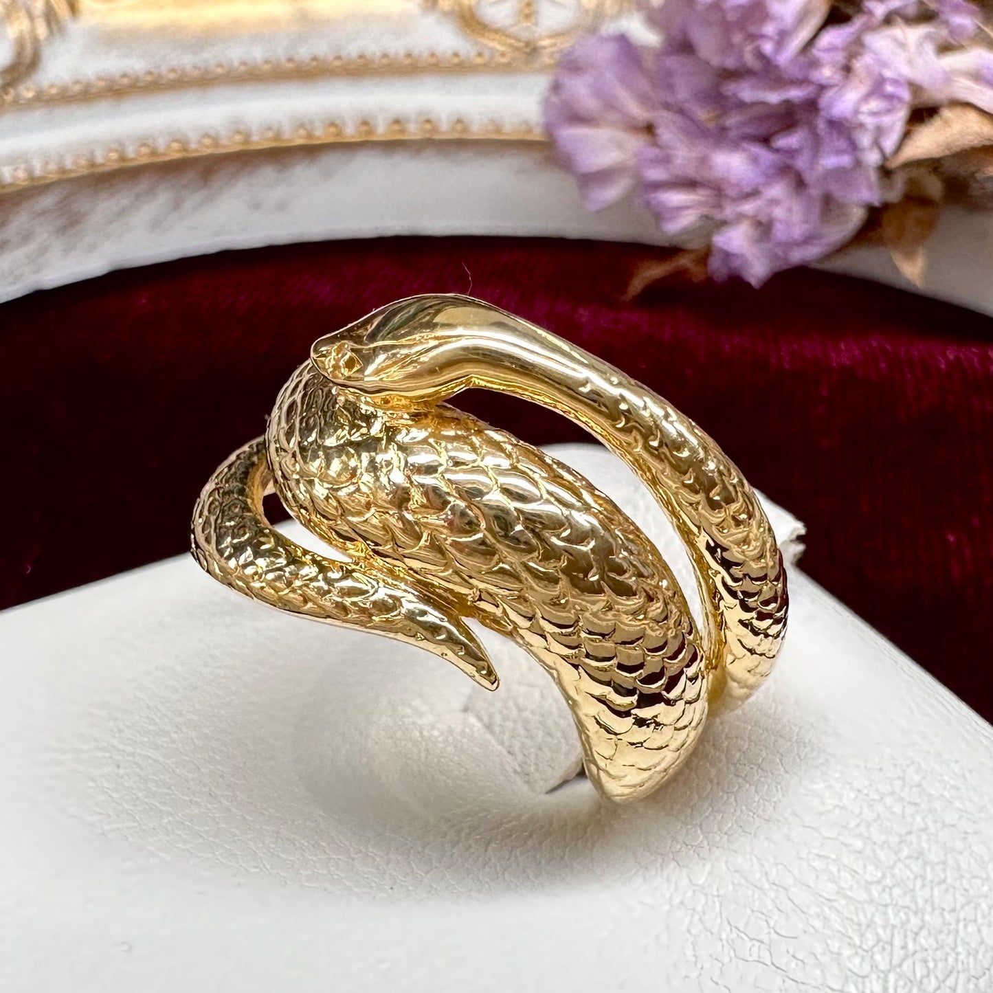 【K18】ダイヤモンド0.01ct リング スネークモチーフ