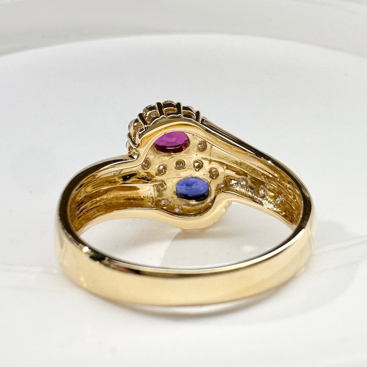 【K18】ルビー 0.31ct サファイア 0.35ct リング