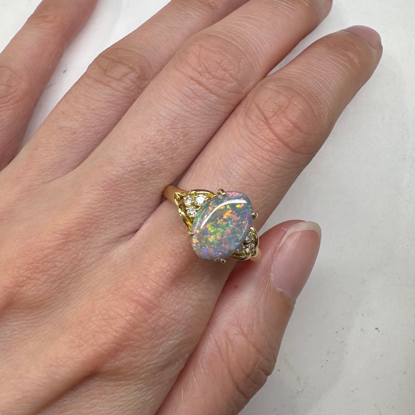 【K18】ブラックオパール2.0ct リング