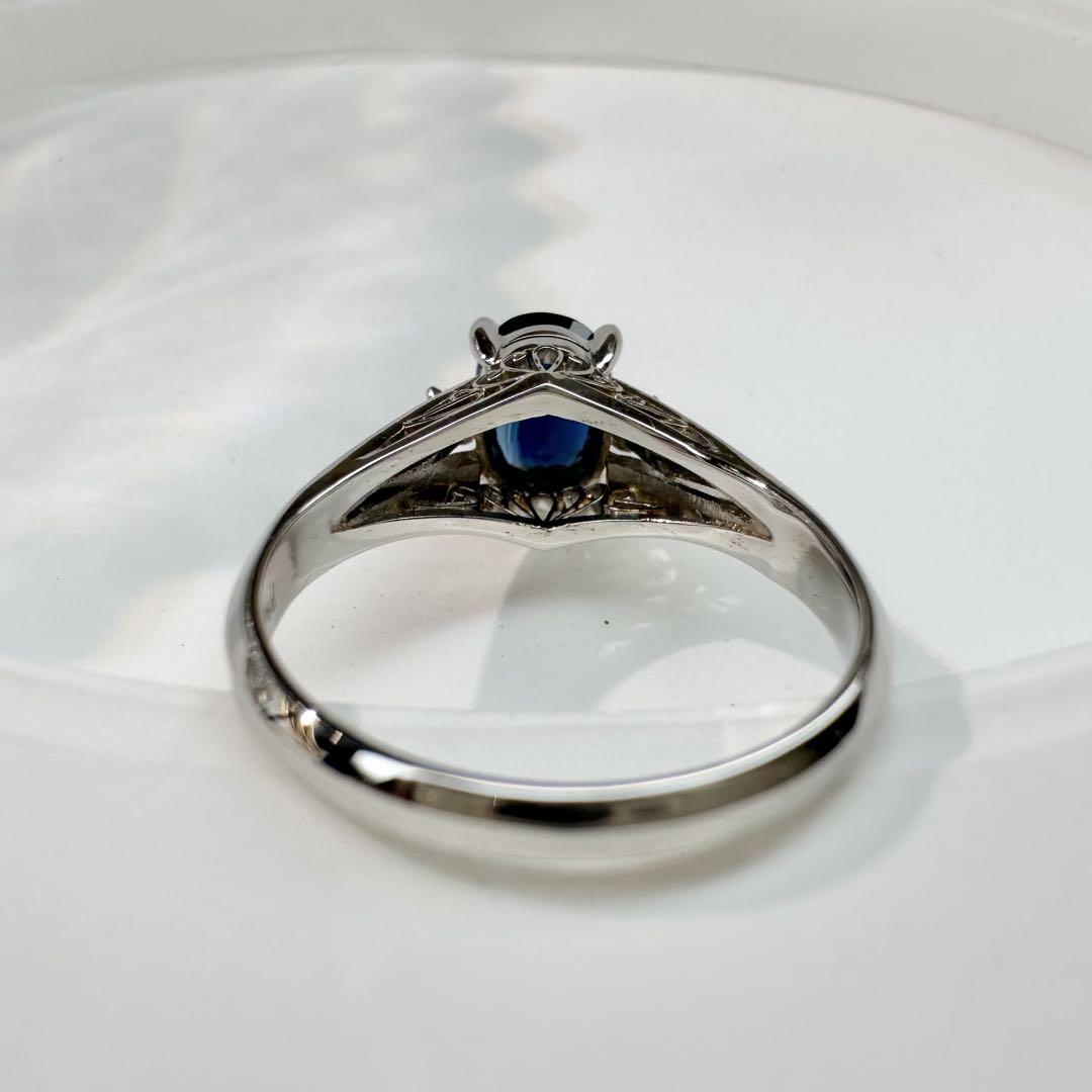 【美品】PT900 サファイア リング 1.10ct ダイヤ付き