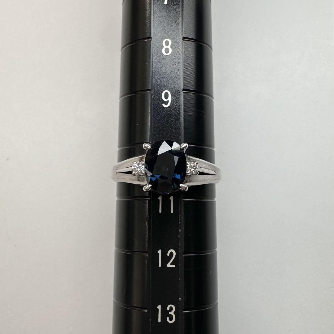 【美品】PT900 サファイア リング 1.10ct ダイヤ付き