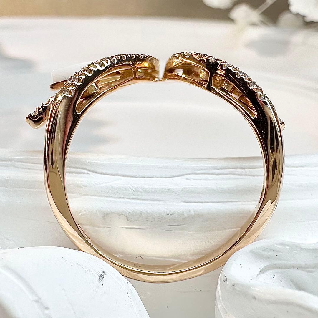 【K18】ホワイトカルセドニー ダイヤモンド リング