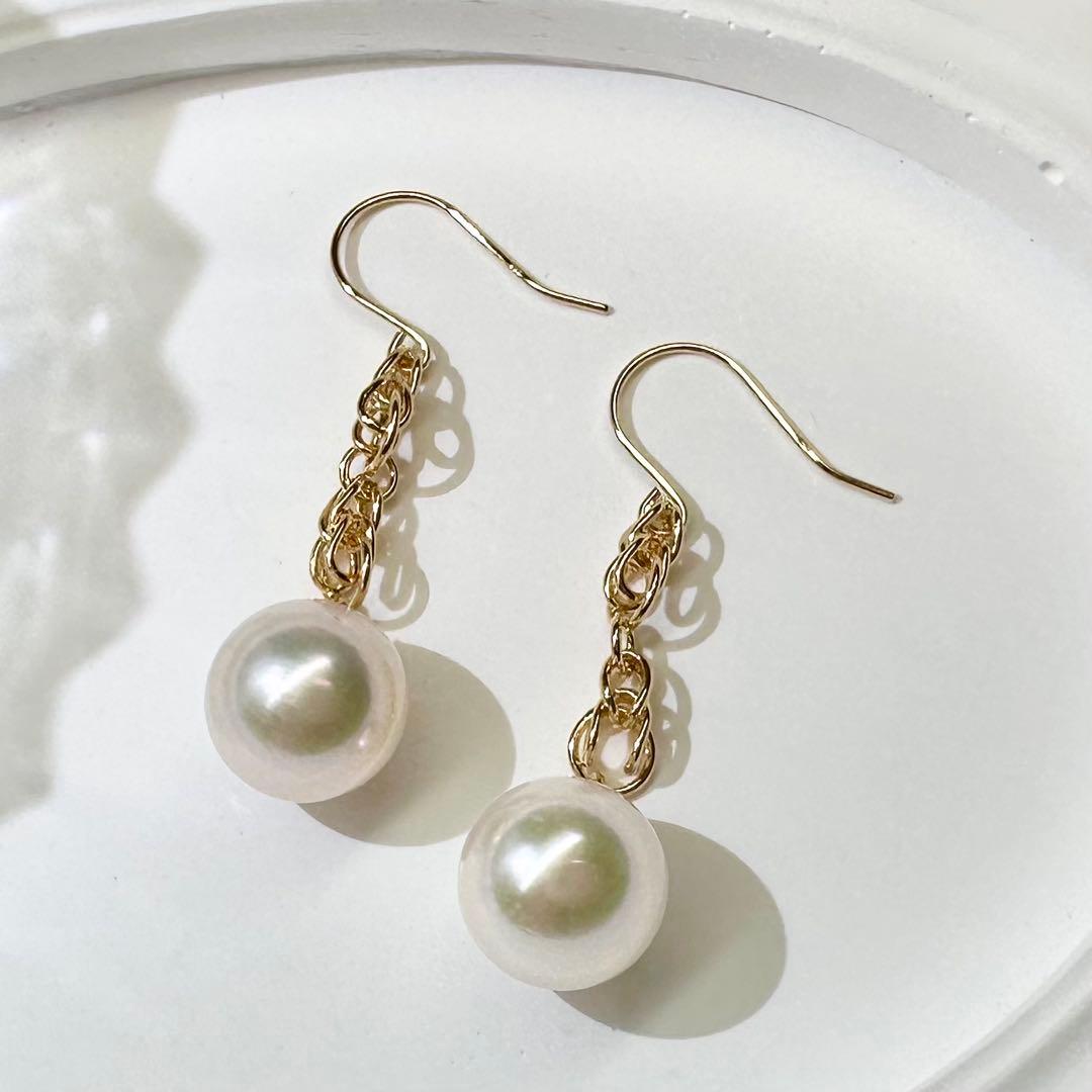 【K18】アコヤパール ピアス 8mm