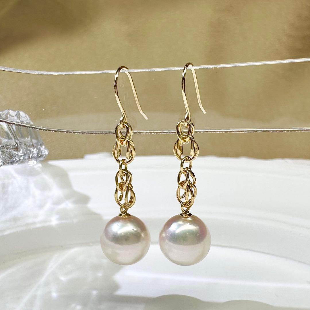 【K18】アコヤパール ピアス 8mm