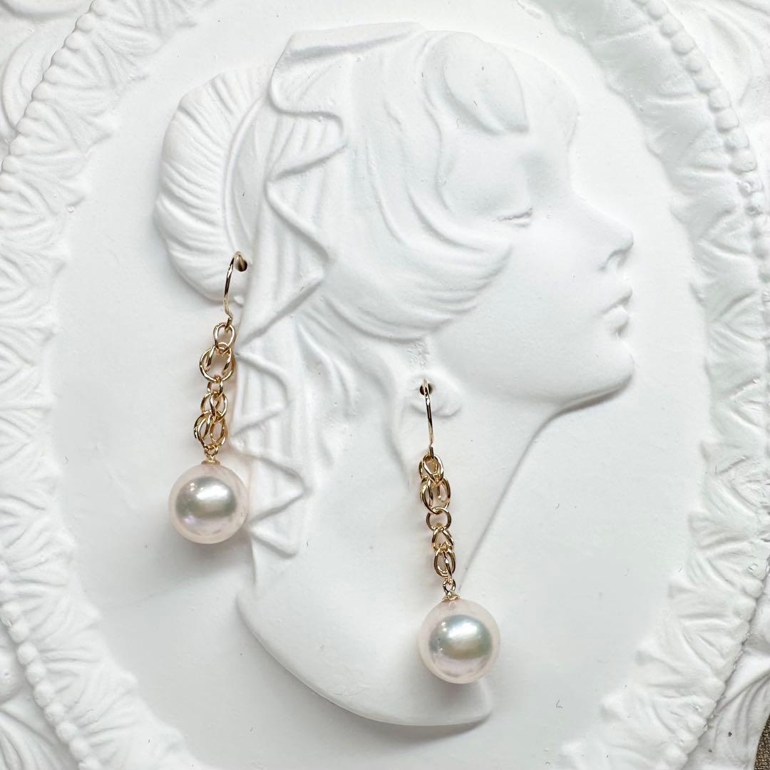 【K18】アコヤパール ピアス 8mm