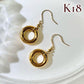 【K18】ダブルリング フックピアス ゴールド