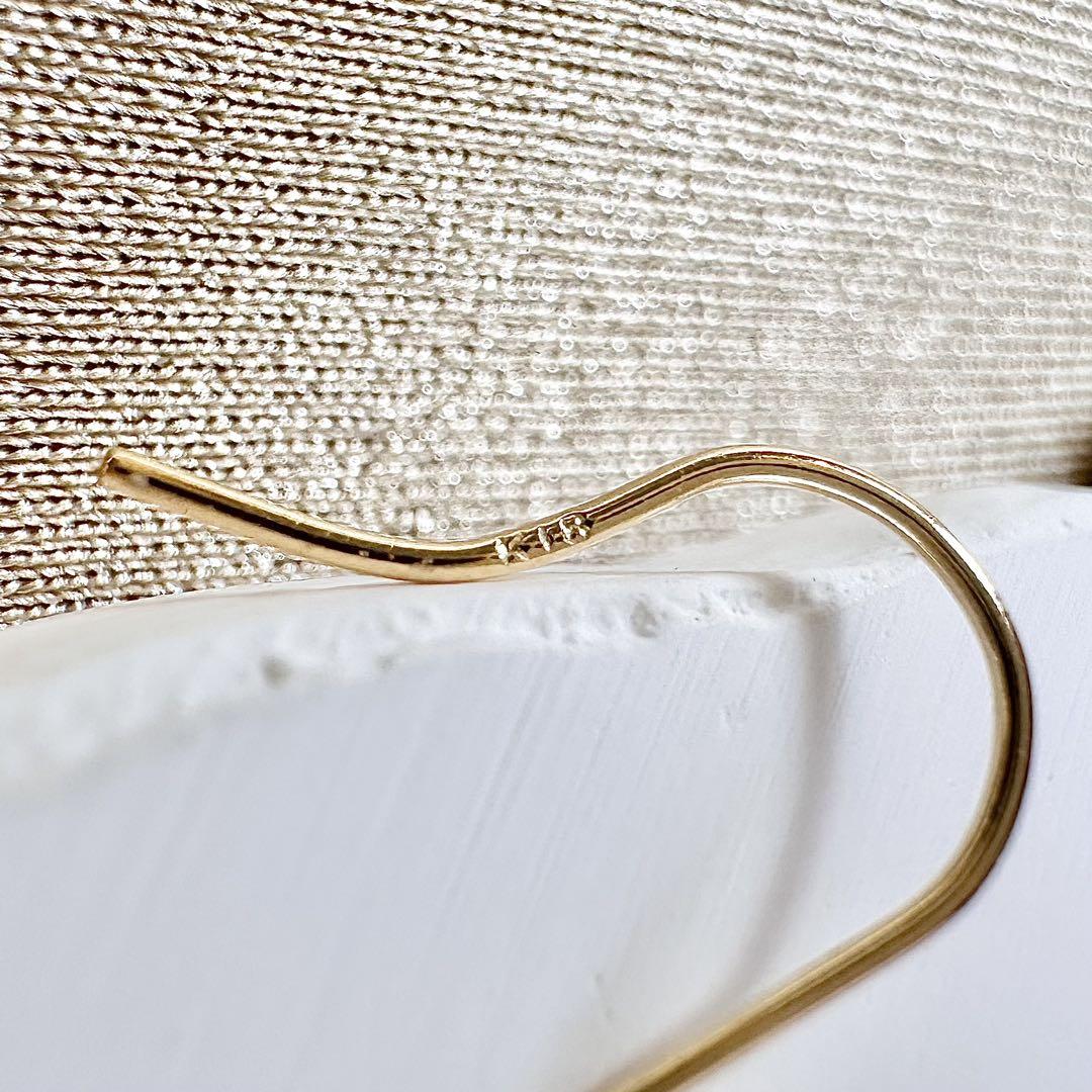 【K18】ダブルリング フックピアス ゴールド