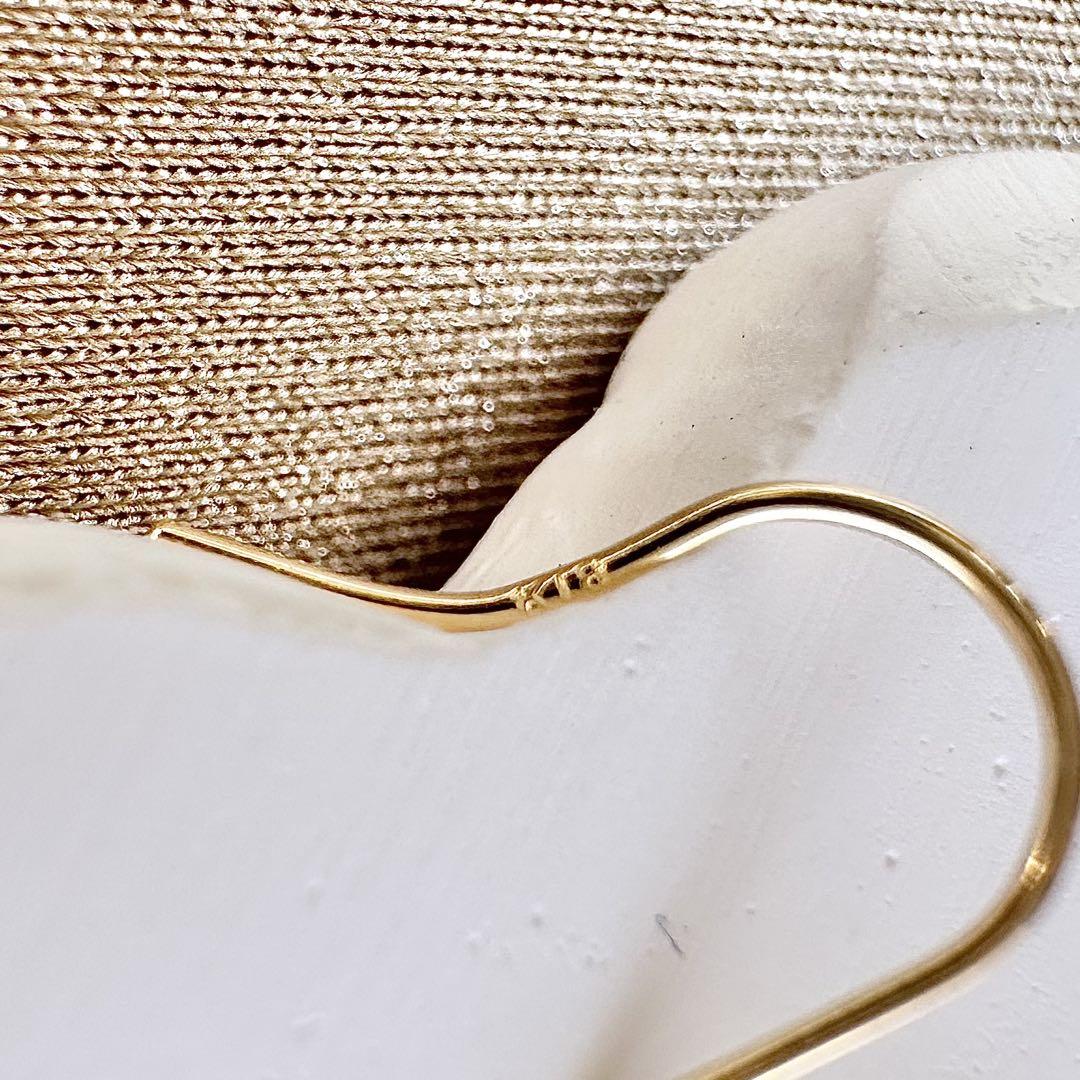 【K18】ダブルリング フックピアス ゴールド