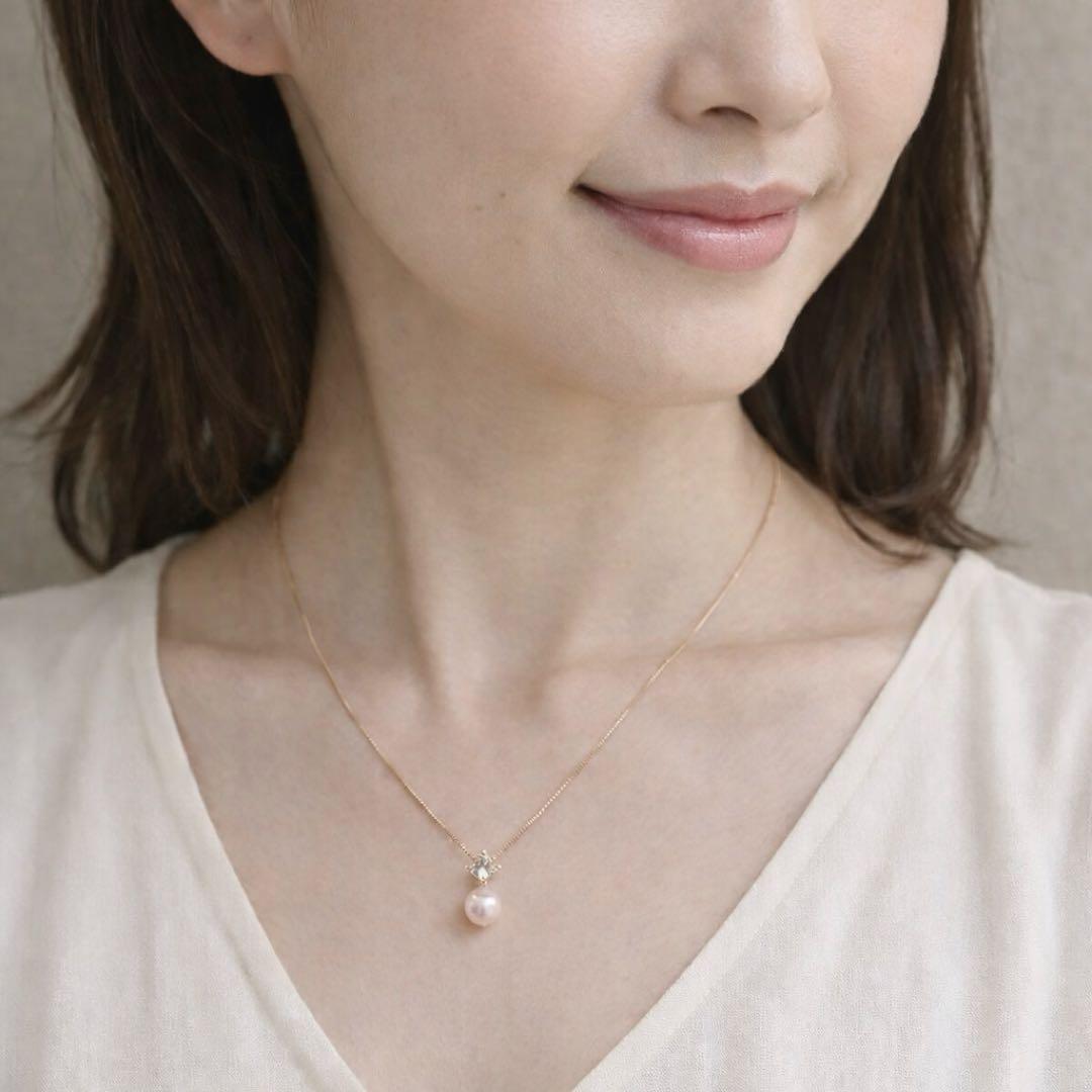 【K18】アコヤ真珠 パール ペンダントトップ 8mm