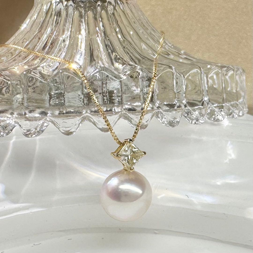 【K18】アコヤ真珠 パール ペンダントトップ 8mm