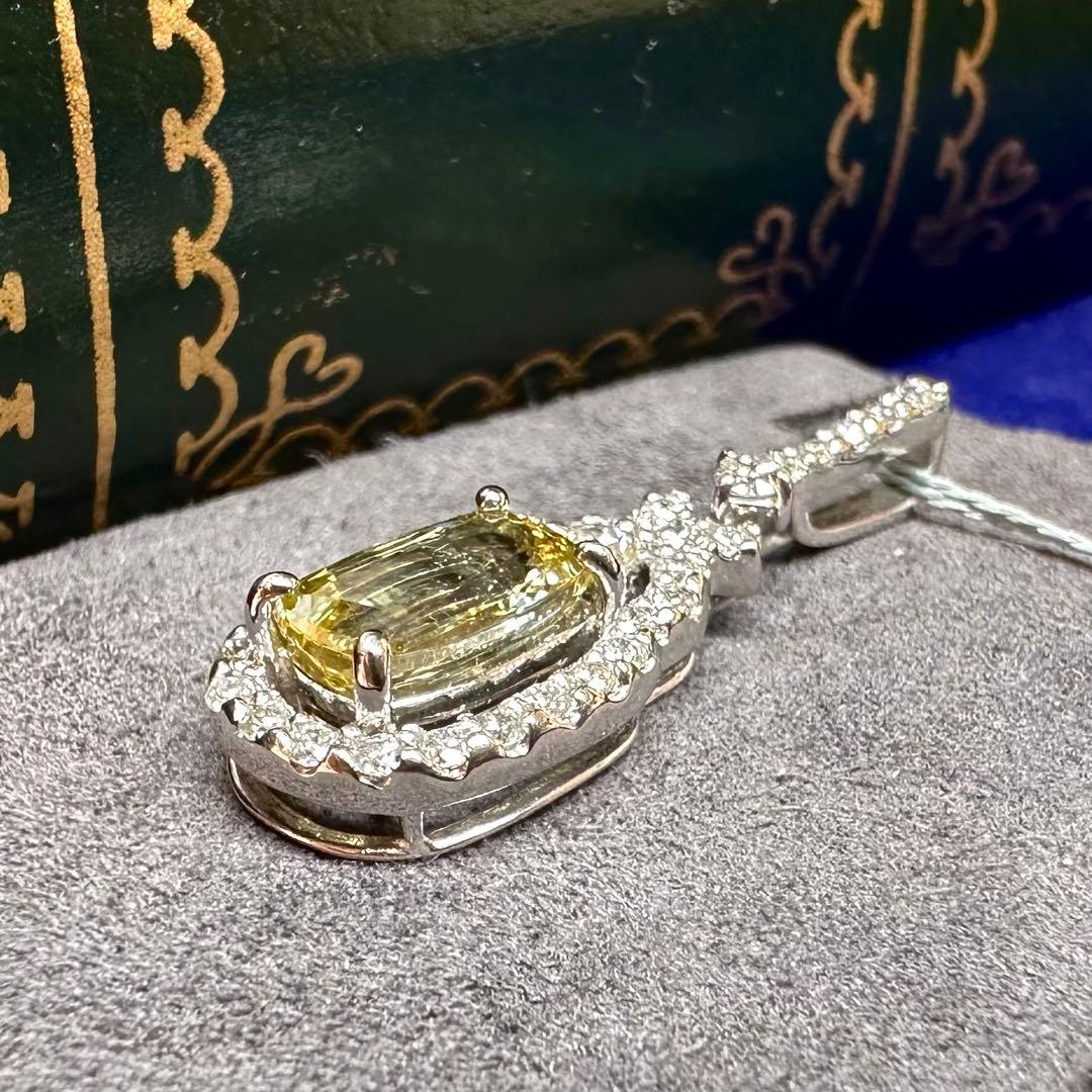 PT900 ゾイサイト1.365ct ダイヤモンドペンダント 希少石 レディース