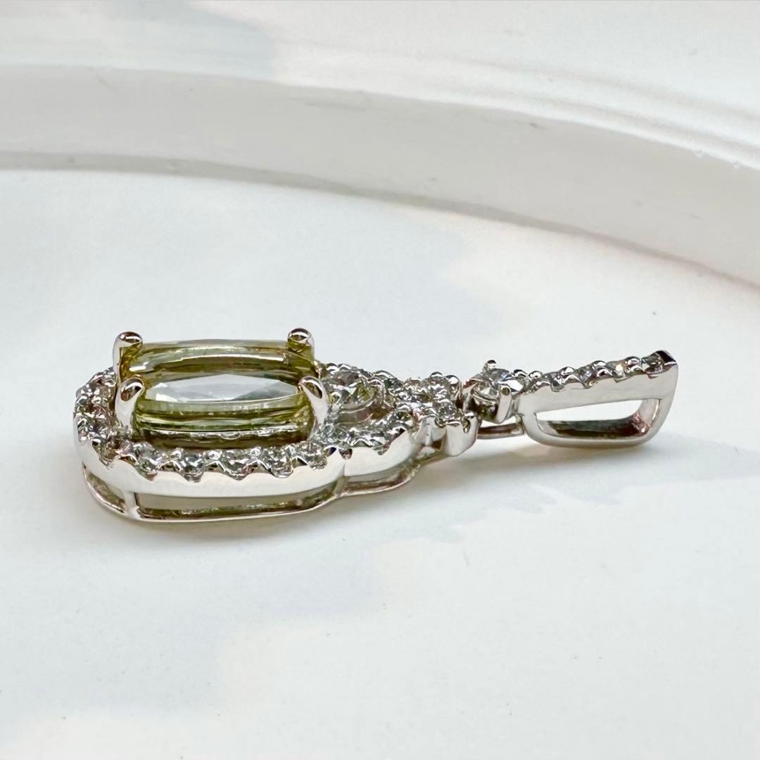 PT900 ゾイサイト1.365ct ダイヤモンドペンダント 希少石 レディース