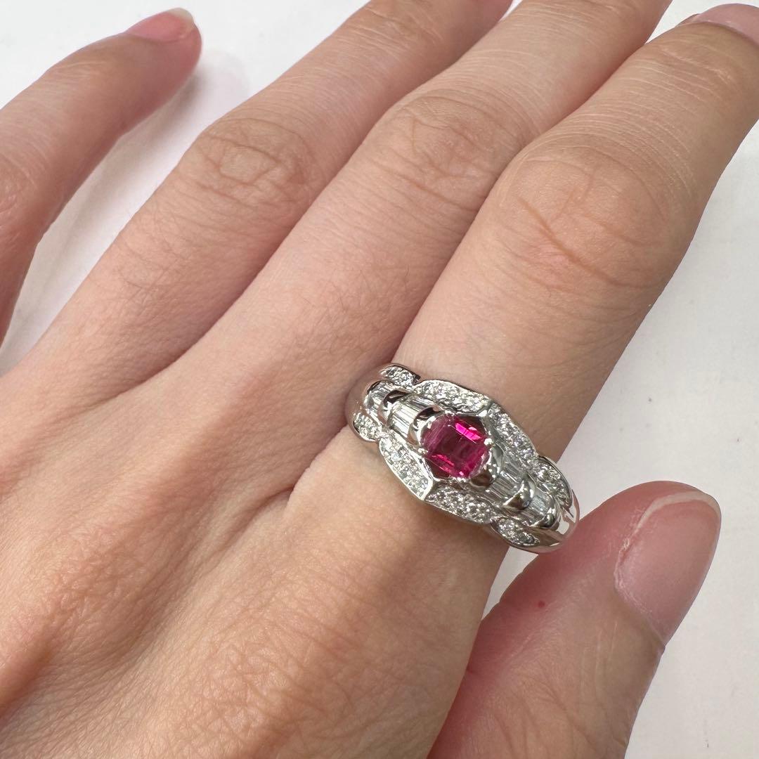 PT900 レッドベリル ダイヤモンド リング 0.166ct