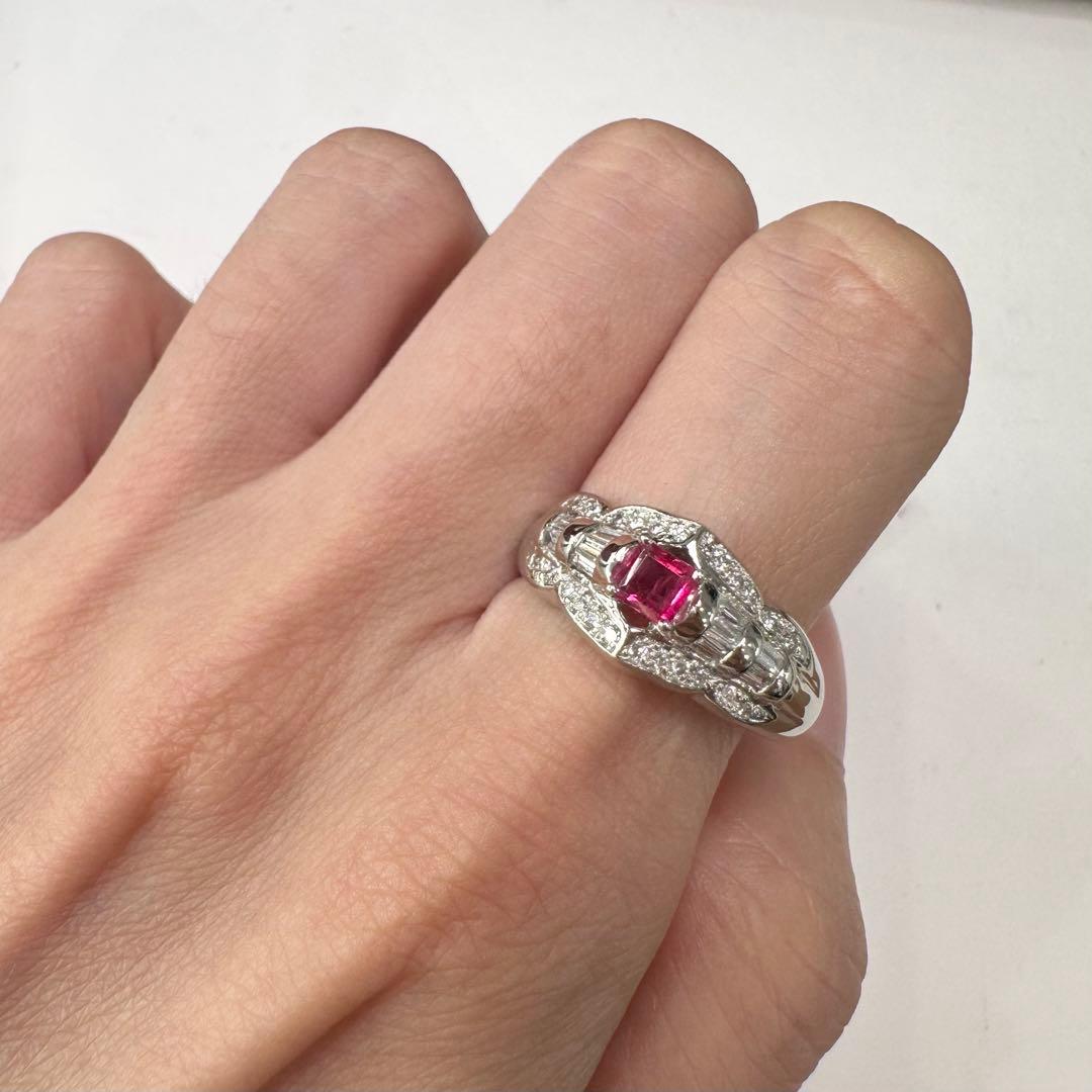 PT900 レッドベリル ダイヤモンド リング 0.166ct