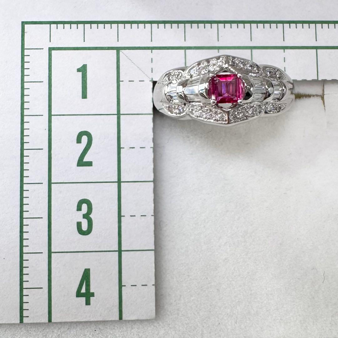 PT900 レッドベリル ダイヤモンド リング 0.166ct