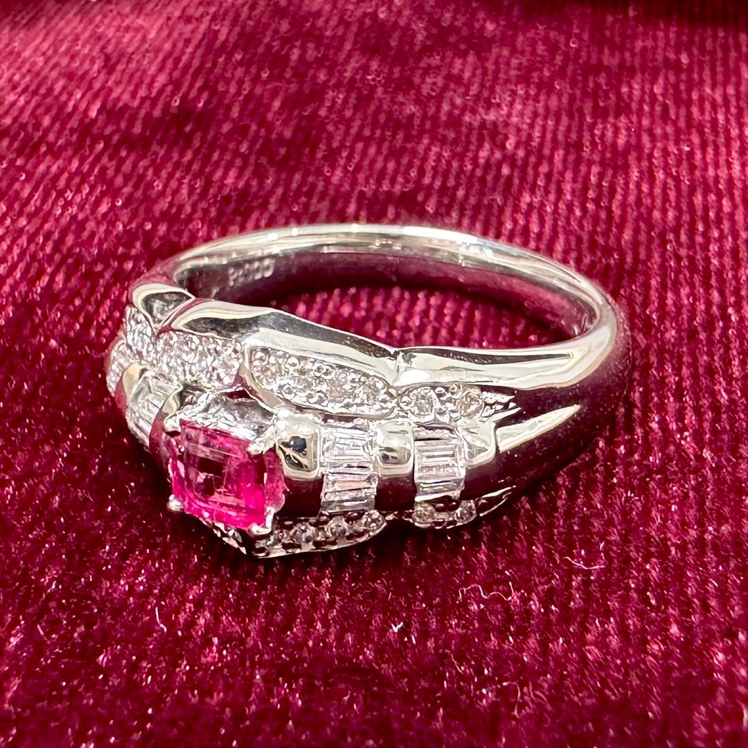 PT900 レッドベリル ダイヤモンド リング 0.166ct