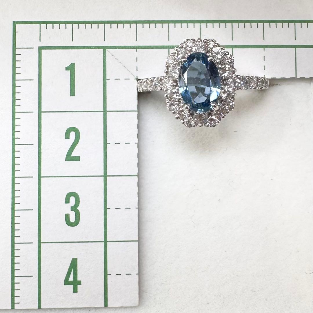 PT950 アクアマリン0.88ct ダイヤモンドリング