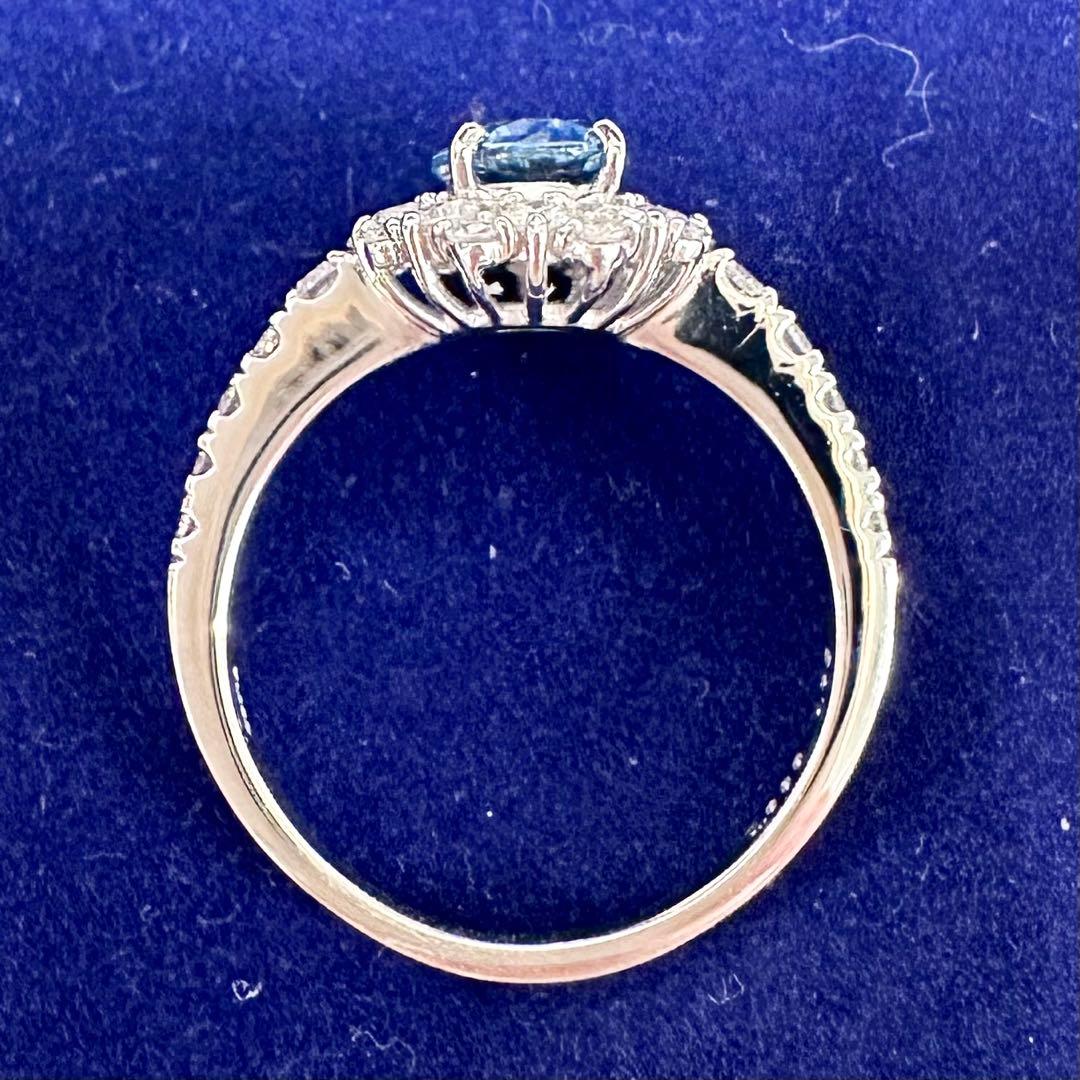 PT950 アクアマリン0.88ct ダイヤモンドリング