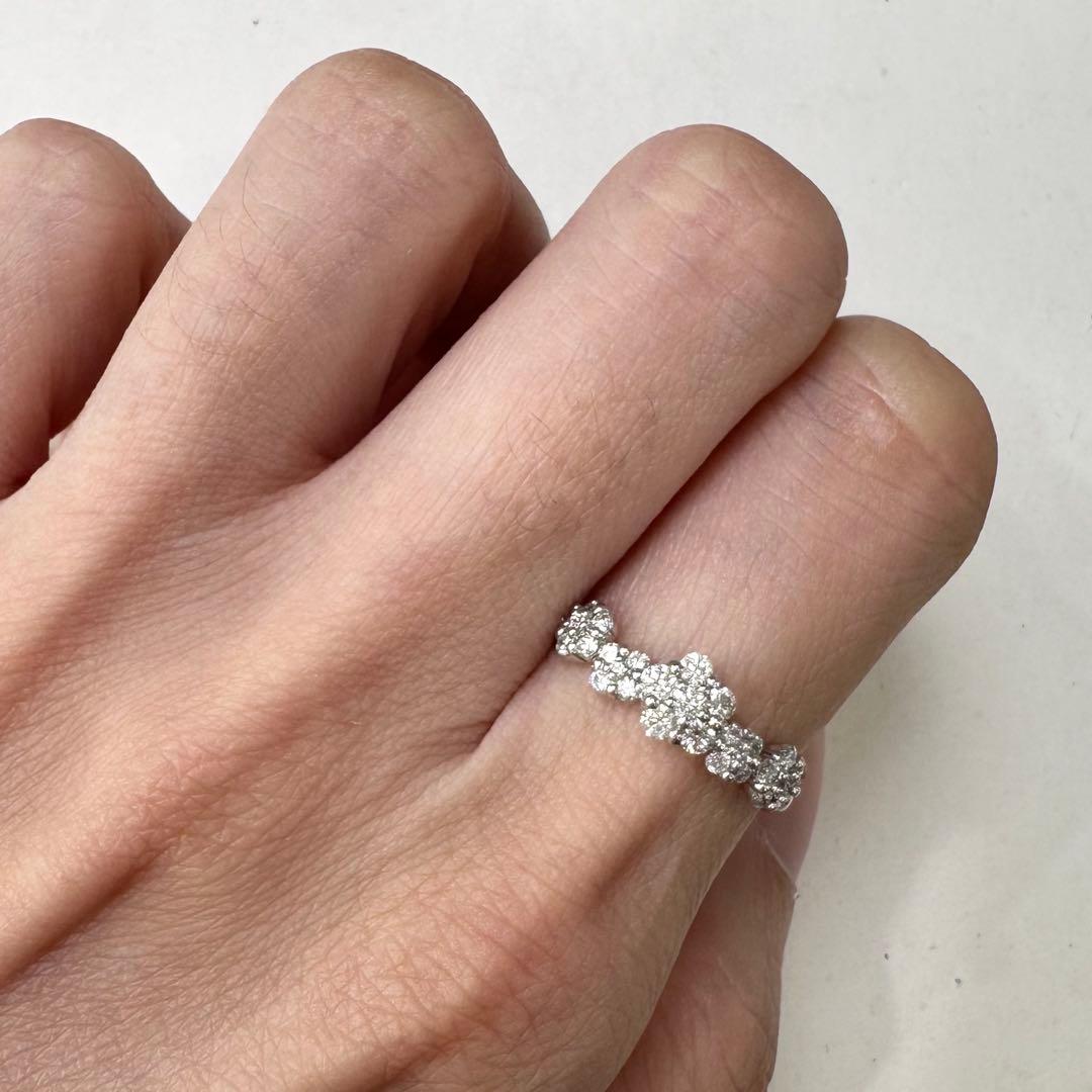 K18WG ダイヤモンド リング 0.5ct フラワーモチーフ