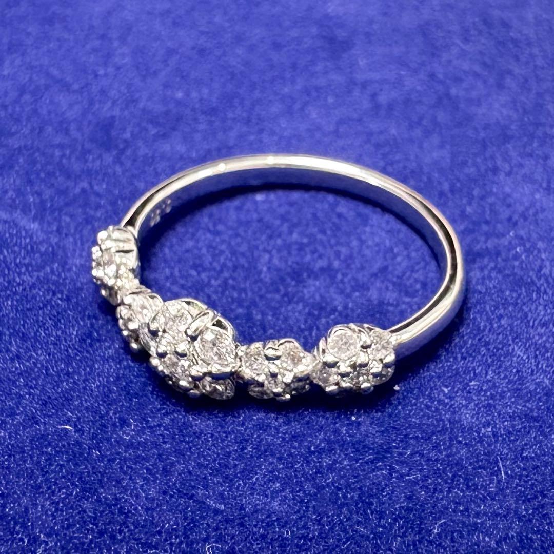 K18WG ダイヤモンド リング 0.5ct フラワーモチーフ