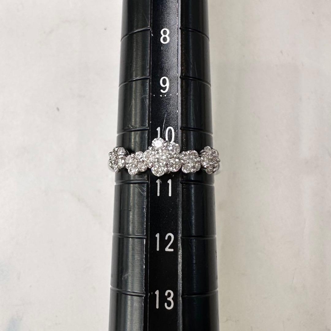 K18WG ダイヤモンド リング 0.5ct フラワーモチーフ