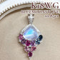 K18WG ブルームーンストーン10.85ct サファイア ペンダント