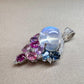 K18WG ブルームーンストーン10.85ct サファイア ペンダント